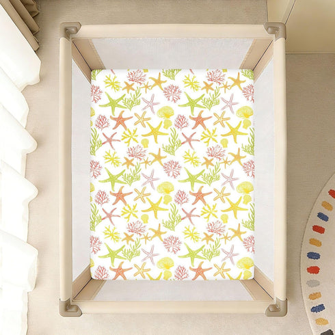 miaozhen 1 Pack 52x28 Cotton Baby Crib Sheets Comfy Breathable Style Coral Animals Toddler Mattresses for Nursery para