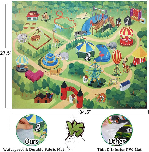 BOLZRA Playset, 3-5, 22Pcs Safari Animals Figures with Activity Play Mat & Storage Box, Realistic Plastic Jumbo Jungle