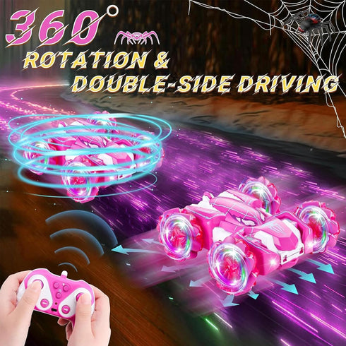 HudinFunC 360Rotating 2.4Ghz 360Rotating 4WD 4-12 Spider Remote Control Car, Double Sided USB Direct Charging RC Cars