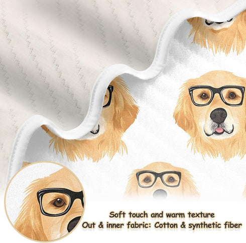 30x40 vvfelixl Baby Swaddle Blanket for Boys Girls Golden Retrievers Glasses Baby Receiving Blanket for Newborn Nursery