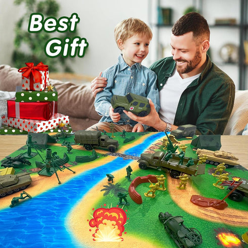 Army Men Toys Large Battle Playset - Includes Action Figures, Military Battle Mat, Tanks, Helicopters, 120 PCS