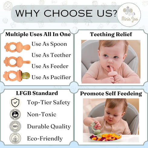 Set 3 4+ Baby Fruit Feeder BPA-Free Silicone Fresh Food Feeder with Replacement Teats, Teething Feeder for Fruits