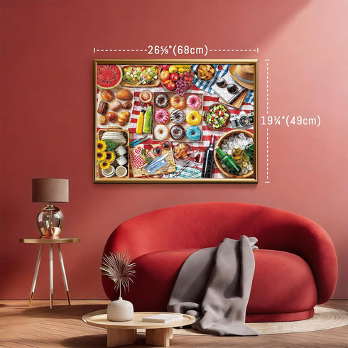 1000 BenBen Puzzles for Adults Pieces, Spring Picnic Jigsaw Puzzles with Patterns on Back, Challenging Puzzles