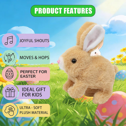 SANTVOLO Hopping Bunny Toy, Interactive Electronic Bunny Stuffed Animal with Sounds and Movements, Animated Walking