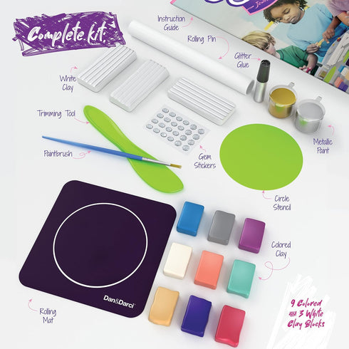 Craft 'n Clay - Jewelry Dish Making Kit for Kids Ages 8-14 Year Old - Best DIY Arts & Crafts Kits Easter Gifts - Creative Toys for Preteen & Teenagers Art Projects - Girl Birthday Gift Ideas by Dan&Darci