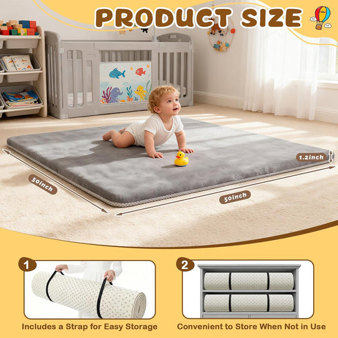 Yozoia 50 50, Tummy Baby Play Mat x Thick Baby Play Mat for Floor, Ultra Soft Playpen Mat, Machine Washable Time Foam