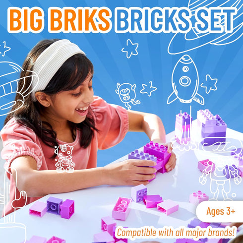 Set 3+ 108pc, Strictly Briks Jumbo Building Blocks - Enhances Fine Motor Skills for Age - Vibrant Colorful Blocks