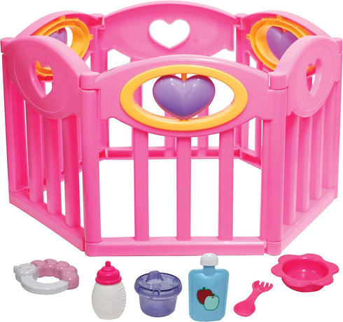 JC Toys Baby Doll Play Pen Gift Set for Keeps Playtime!|Fits Dolls