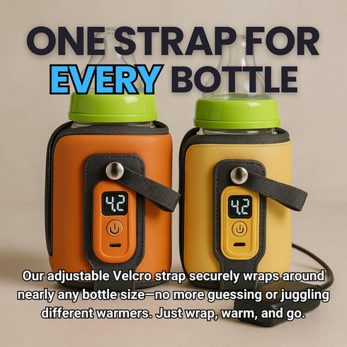 Generic 5 Settings, Portable Baby Bottle Warmer with Temperature Waterproof and Washable Design, Fits All Bottles, LED