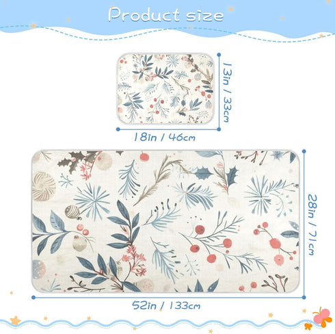 SyXIOP 28" 52" Merry Christmas Elements Cooling Baby Crib Mattress Cover x Ultra Soft Bed Pads Washable