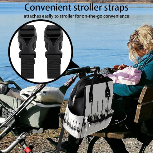 Hsnar Backpack Music Guitar Waterproof Diaper Bag Large Capacity Baby Bag with Stroller Straps, Multi-Pocket Diaper Bag
