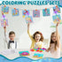 Fullhawl 12 Sets 12 12 Supplies(12, Mermaid Puzzles Underwater Color Your Own Puzzles DIY Jigsaw Crafts with Stackable