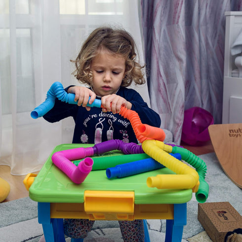 Nutty Toys 8 pk Pop Tubes Sensory Toys (Large) - Fine Motor Skills Learning Toy for Kids, Best Preschool Gifts