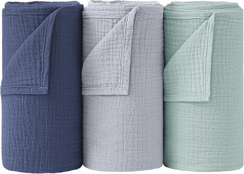 Bearmoss Muslin Swaddle Blankets, 40 x 38 inches Baby Swaddle for Boys