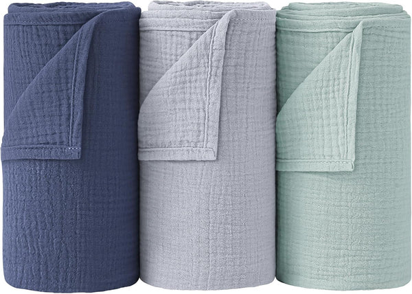 Bearmoss Muslin Swaddle Blankets, 40 x 38 inches Baby Swaddle for Boys