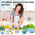 Set of 4 100% Silicone Baby Food Storage Containers, 5 oz Leak Proof Snack Containers with Airtight Lids