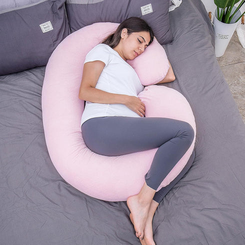 1 MIDDLE ONE C Shaped Pregnancy Pillow Cover, Breathable Velour Replacement Maternity Pillow Case with Zipper, Cover