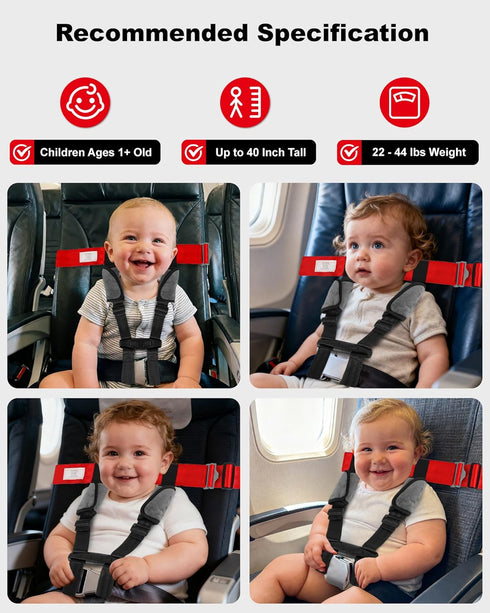 Duythy Airplane Harness for Toddlers with Soft Shoulder Pad Child Airplane Safety Travel Harness for Kids Baby Travel