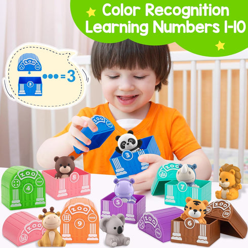 KMUYSL Learning Toys for 1,2,3 Year Old: 20 Pcs Animals Toy for Counting Skill, Color Matching, Educational Gift for
