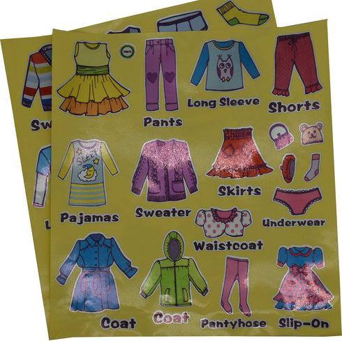 Maydahui 2 Sheets (31 Count) Removable Clothing Decals, 11 Inch Boys Girls Clothing Sort Wall Sticker for Wardrobe
