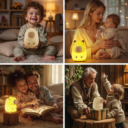 Dimmable Capybara Night Light for Kids, Cute Capybara Lamp Silicone Baby Nursery Night Lamp, Squishy Touch Bedside