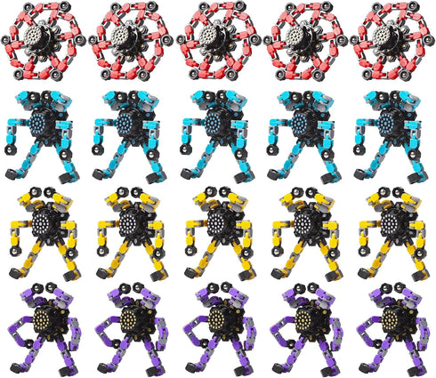 20PCS Transformable Fingertip Gyro Toy - Deformation Chain Robot Deformed Mechanical Spiral Twister for Kids Party