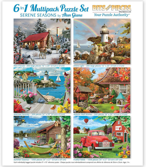 Bits and Pieces 6-in-1 Jigsaw Multi-Pack - 300, 500, and 1000 Piece Puzzles for Adults by Alan Giana
