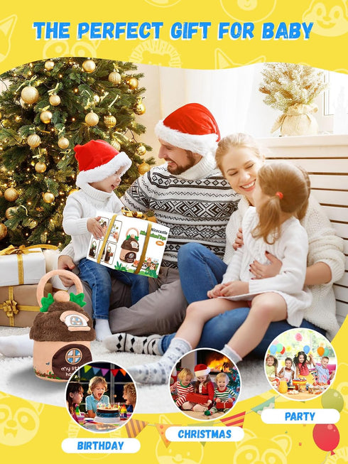 Nicecastle 6-12 1-3 Baby Toys Months Forest Animal House with Map Plush Stuffed Animals Rattle Squeaker Montessori Toys