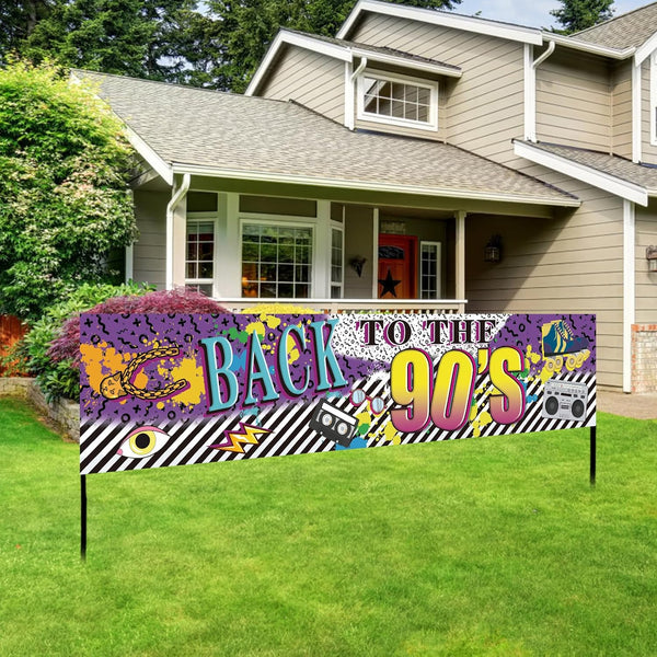 Back to The 90s Theme Party Banner Sign Decorations, Retro 90's Hip Hop Graffiti Backdrop for Birthday Party