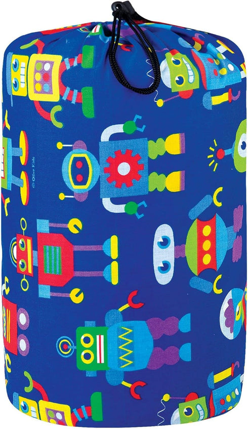Wildkin Kids Sleeping Bags for Boys and Girls, 57 x 30 x 1.5 Inches, Cotton Blend, Ideal for Camping & Parties (Robots)