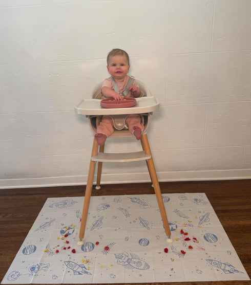 (30-Pack) 47 Dollop Premium Disposable Splat Mats Extra Large Water-Resistant High Chair Floor Protector Biodegradable