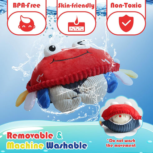 18 Tummy Baby Toys Months - Crawling Crab Time Toy with Musical Dancing Walking Bouncing Learning, Toddler Sensory
