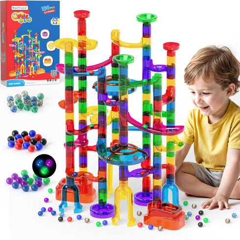 Glowing Marble Run, 150 Pcs Marble Race Building Blocks Construction STEM Learning