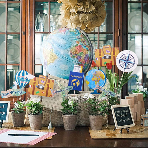 Yaaaaasss! Let The Adventure Begin Centerpieces, Travel Themed Sticks, Bon Voyage Props Set of 21 for Parties