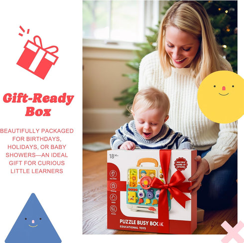 1-3, Montessori Busy Board for Toddlers Baby Educational Activity Board with Lights & Music, Sensory Toys for Fine