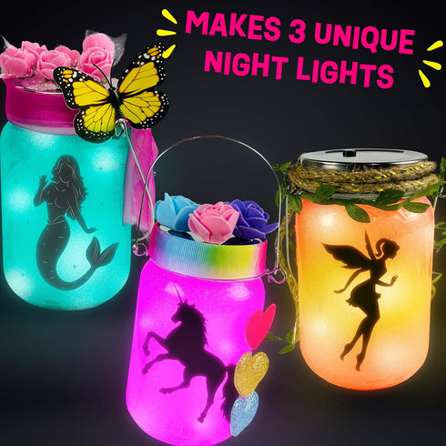 WOOODLIFY 8 9 10 11 12 8-10 8-12 Light-up Unicorn Fairy & Mermaid Lanterns Craft Kit Christmas Gifts for Year Old Girls