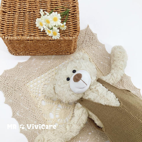 MR VIVICARE 13.5" Cream Beige Bear Stuffed Animal - Knitted Dressed Plush Teddy Bear for Kids and Newborns - Great