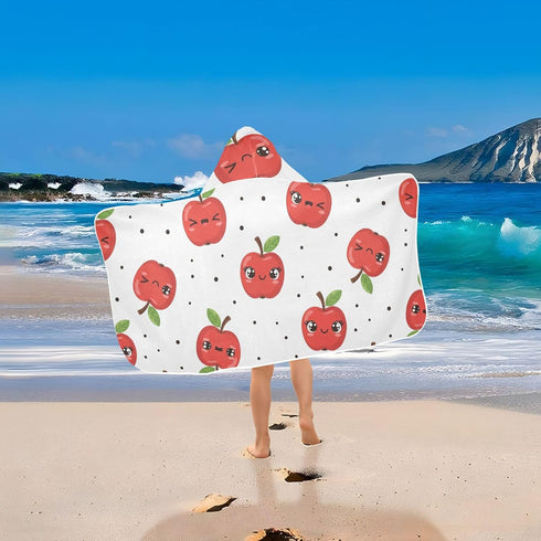 Takiito Cute Apples Hooded Baby Towel for Newborn Infant, Soft & Absorbent Bath Towel Essentials, Machine Washable