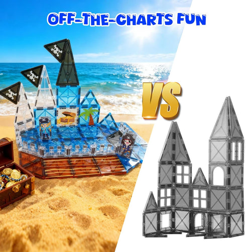 Kids,32 Set 3D 3 4 5+ Bmag Magnetic Tiles for PCS Pirate with Magnet Building Blocks, STEM Educational Toys