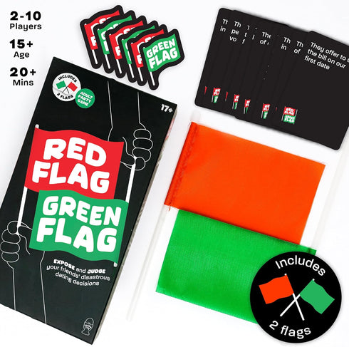 Fun Red Flag Green Flag Party Game - to Judge your Friends Dating Decisions - 230 Diverse Questions - Board Game for Adults, Adult Party Games, Games for Grown Ups, Funny Adult Games