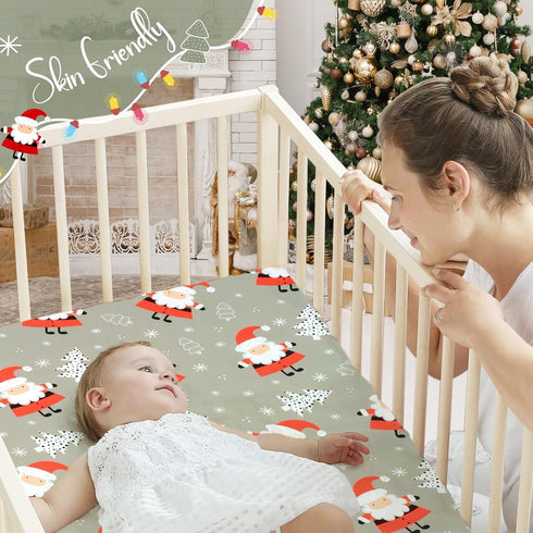 UOMNY Christmas Fitted Crib Sheet, Baby Sheet for Standard Crib and Toddler Mattresses, 1 Pack Space Toddler Sheet