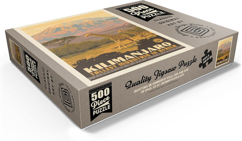 MyPuzzle Kilimanjaro: Vintage Poster - Premium 500 Piece Jigsaw Puzzle for Adults, Tallest Mountain in Africa