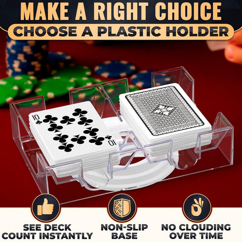 360 2 Playing Cards Holder Rotating Compact Plastic Playing Card Tray for Easy Access Decks with Smooth Rotation |