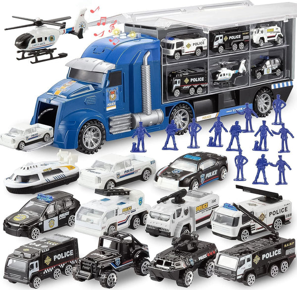 JOYIN 25 in 1 Police Rescue Truck Car Toy Set with Sounds