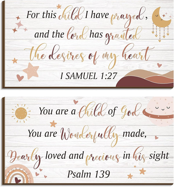 Yookeer 2 Pcs Wood Nursery Wall Decor for Girls Boys Baby Girl