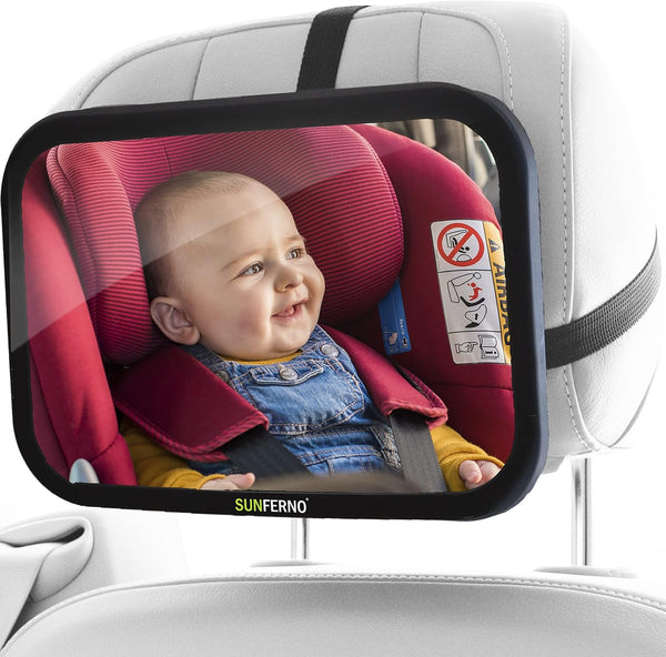 Baby Carseat Mirror for Child - Rear Facing Infant Car Seat Mirrors with Two Headrest Straps, Shatterproof Adjustable -