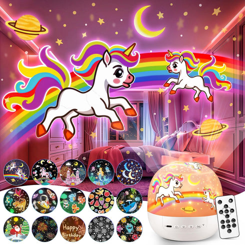 Pikoy Unicorn Toys for Girls Gifts, 15 Films+15 Lullaby Sound Machine for