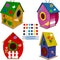 Glintoper Art Craft Wood Toys for Kids - 4 Pack DIY Bird House Kit, Build and Paint Birdhouse with Paints & Brushes