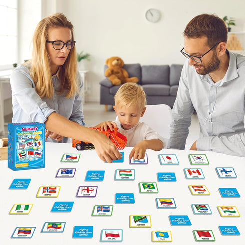 gisgfim 50 Pairs Memory Matching Game, Flags of The World Concentration Games for Kids and Adults, Fun & Fast Learning