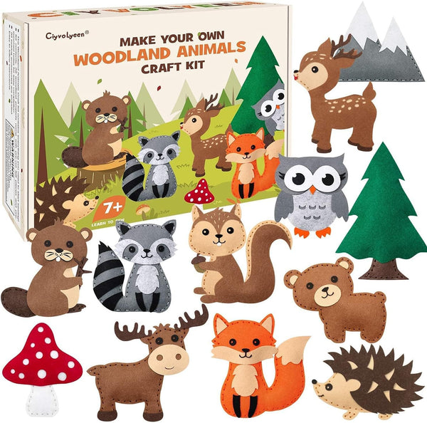 CiyvoLyeen Woodland Animals Craft Kit Kids DIY Crafting and Sewing Set Woodland